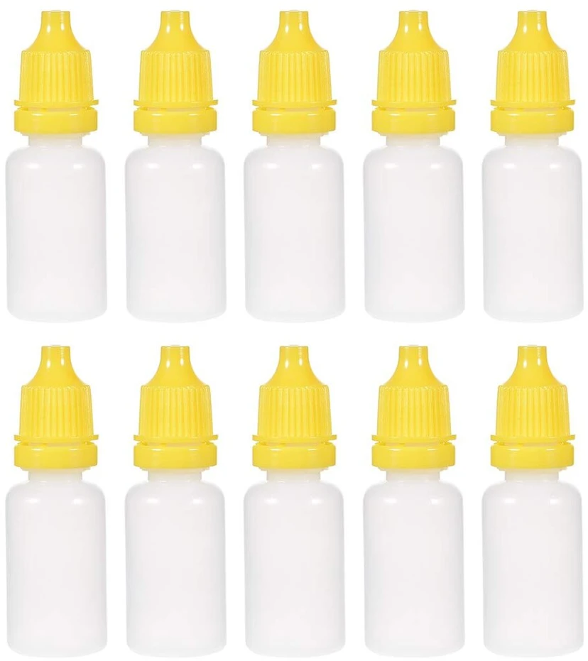 10 ml Plastikiniai Lašintuvų Buteliukai, Geltoni, 10 vnt.