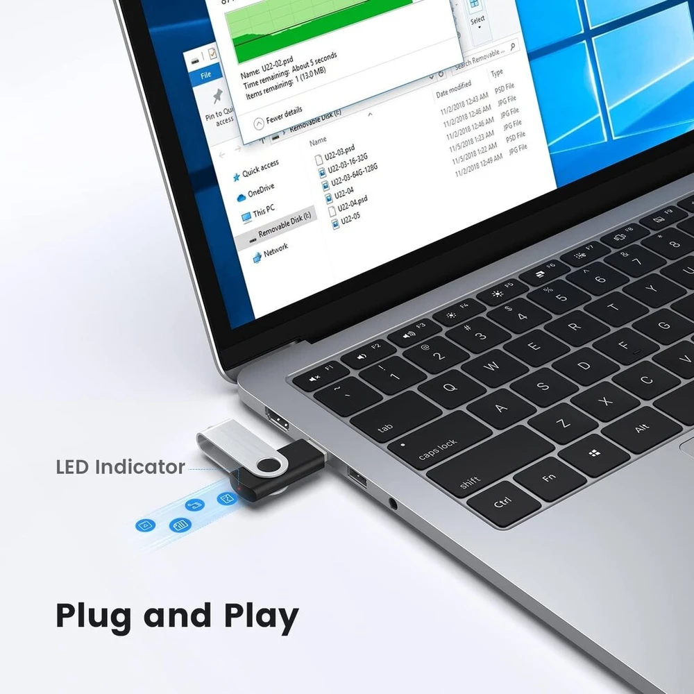 10 vnt. 16 Gb Usb 3.0 atmintinės, metalinės, juodos