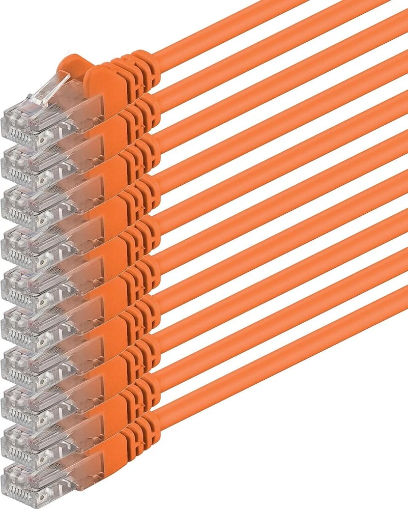 Šakotuvas 10 vnt. 2m Cat 6 tinklo kabeliai, oranžiniai