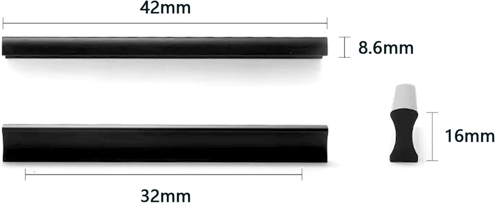 10 vnt. baldų rankenėlių, 32 mm atstumas tarp skylių, juodos