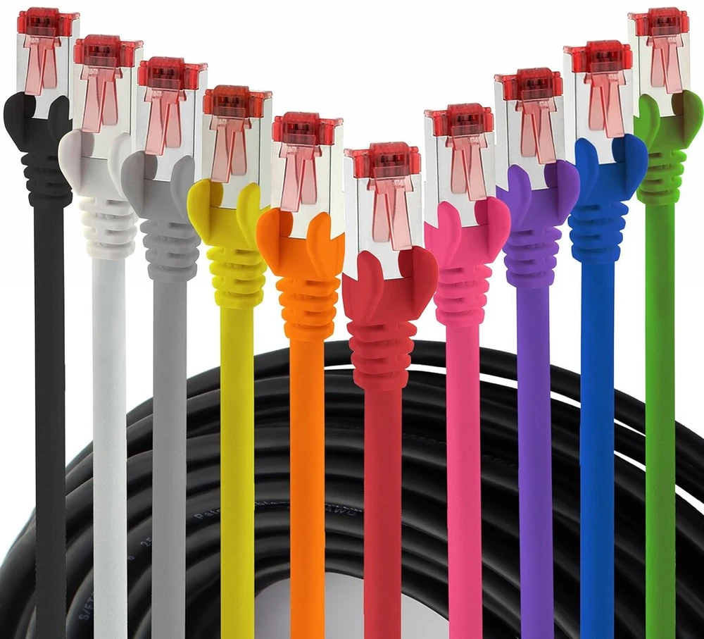 10 vnt. Cat6 Ethernet kabeliai, 0.5m, 10 spalvų, greitam tinklui