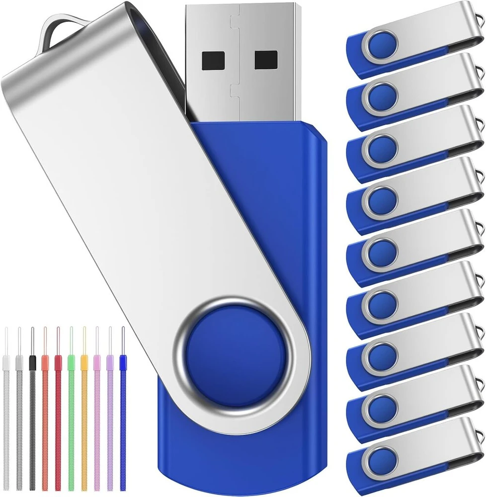 10 vnt. Usb atmintinė 8gb, mėlyna, su virvelėmis