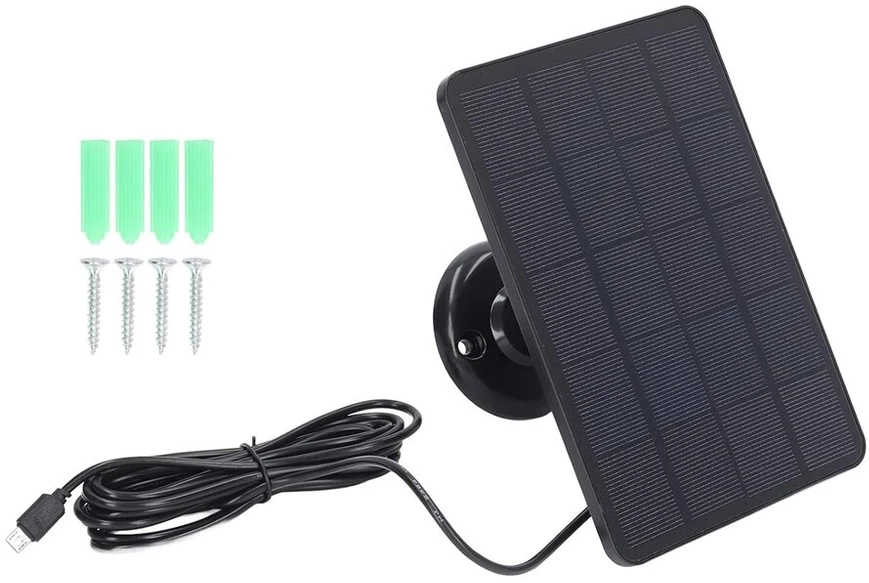 10 W saulės baterija lauko stebėjimo kameroms, Micro Usb saulės baterijos įkroviklis baterijoms (juoda)