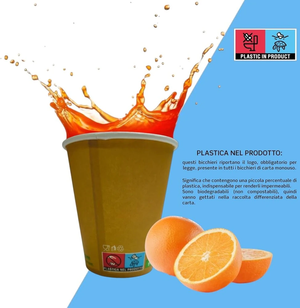 100 popierinių puodelių, 250 ml, 3xl šaltiems ir karštiems gėrimams, alaus puodeliai, kapučino gėrimai, pagaminti iš kraft popieriaus