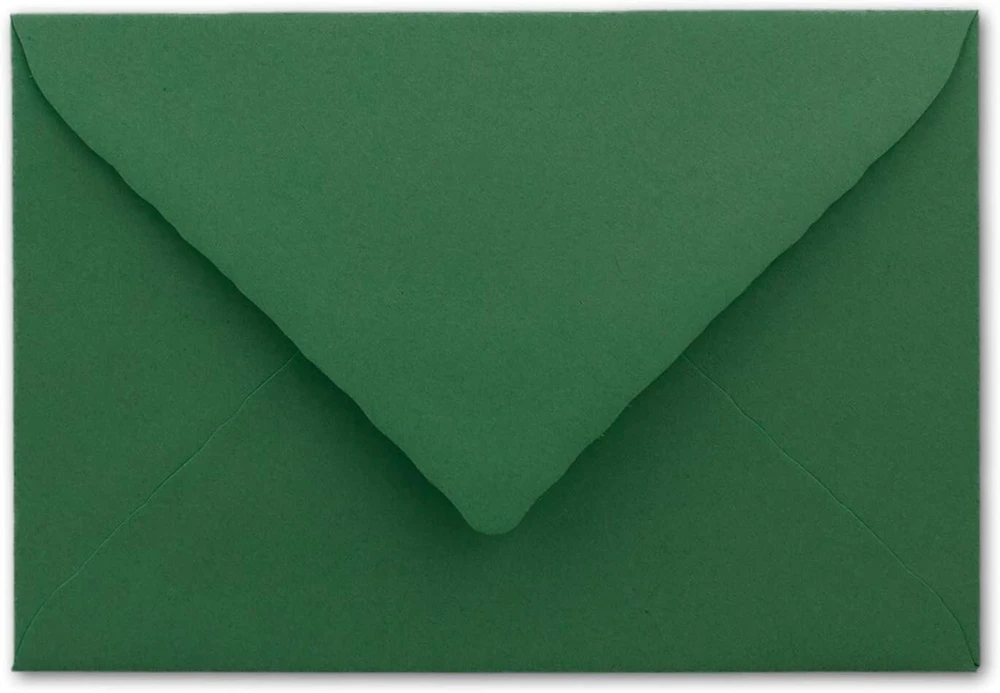 100 tamsiai žalių vokų su banguotu kraštu, din c5, 16,2 x 22,9 cm, 120 g, su banguotais kraštais, drėgnai klijuojami farbenfroh vokai, gustav neuser
