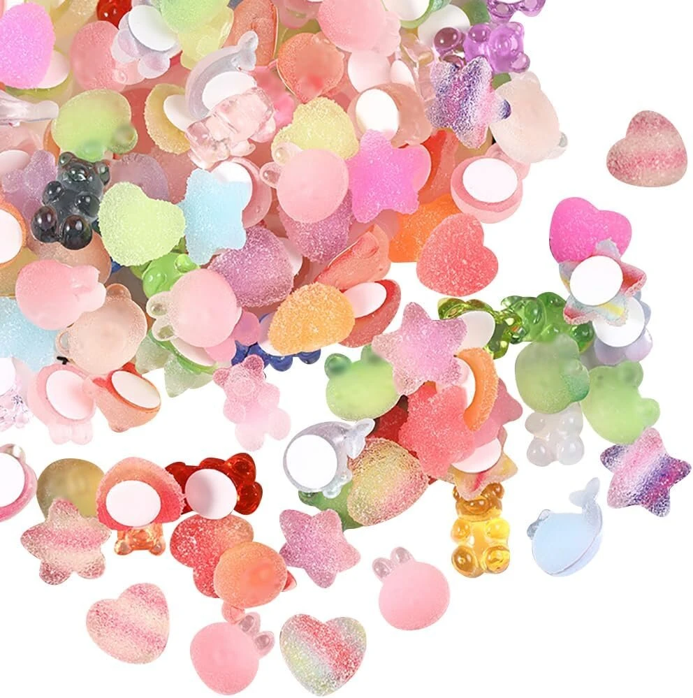 100 vienetų 3d skaidraus dervos lipdukai, lipnūs puodelio lipdukai, mieli plokšti galiniai gleivių amatų žymelės, plokščios galinės iškarpos albumo dekoracijos nuotraukų albumui