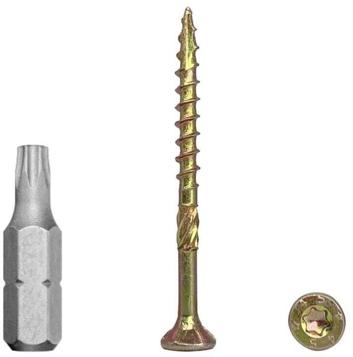 100 vnt. geltonų medžio sraigtų 3.5x45 mm Torx galvutė