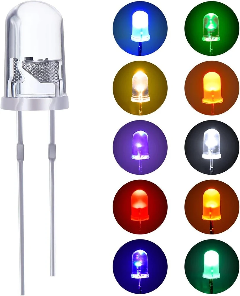 100 vnt. Led diodų rinkinys, 10 spalvų, 5 mm