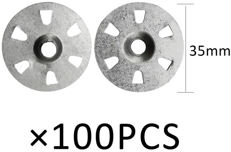 100 vnt. metalinių tvirtinimo diskelių, 35 mm skersmens