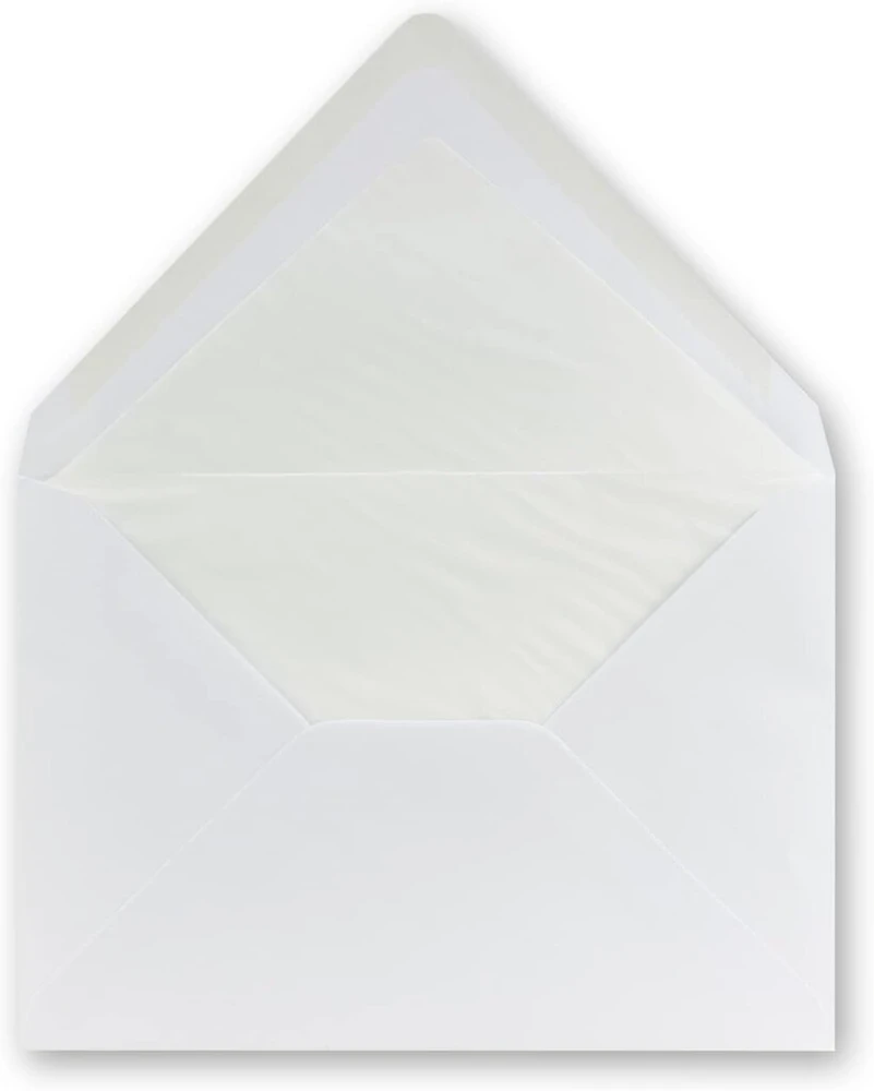100 vokų C5 - balti - iškloti natūraliu baltu popieriumi - 100 g/m² - 22,7 x 16,0 cm - sudrėkinami klijai