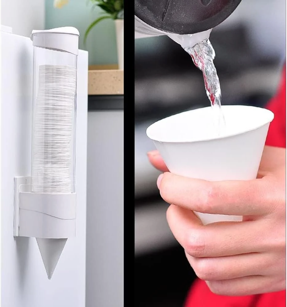 100 x balti popieriniai kūgio formos puodeliai 150 ml ledams, kokteiliams, vandeniui biure