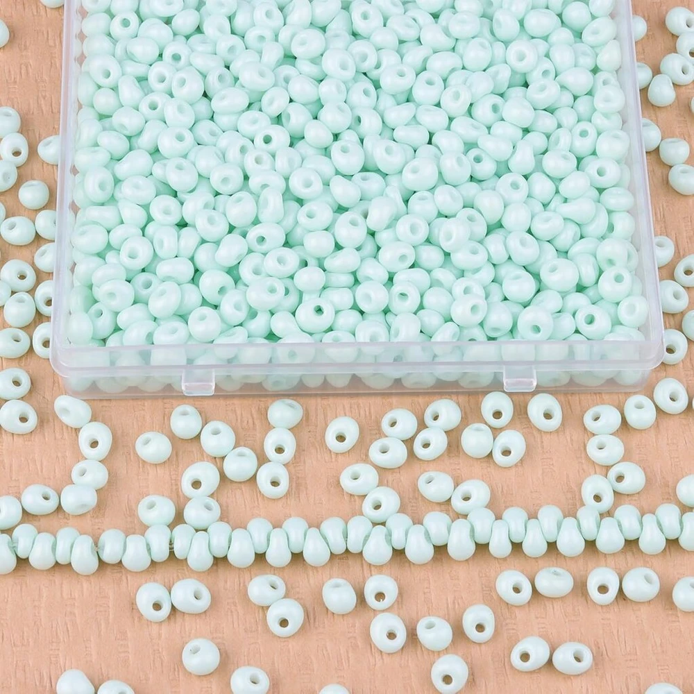 1000 stiklo karoliukų rinkinys, 4 mm, ašaros formos karoliukai apyrankėms, smulkūs karoliukai apyrankių vėrimui, karoliukai, tarpiniai karoliukai papuošalų gamybai, rankdarbiams, mėtų spalvos