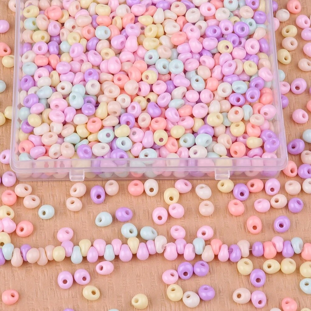 1000 stiklo karoliukų rinkinys, 4 mm, ašaros formos karoliukai apyrankėms, smulkūs karoliukai apyrankių vėrimui, karoliukai, tarpiniai karoliukai papuošalų gamybai, rankdarbiams, pasteliniai