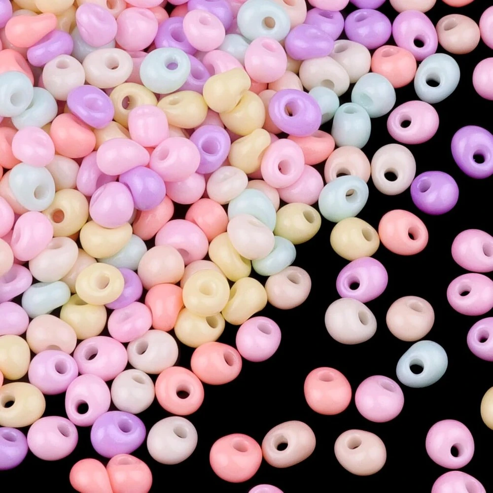 1000 stiklo karoliukų rinkinys, 4 mm, ašaros formos karoliukai apyrankėms, smulkūs karoliukai apyrankių vėrimui, karoliukai, tarpiniai karoliukai papuošalų gamybai, rankdarbiams, pasteliniai
