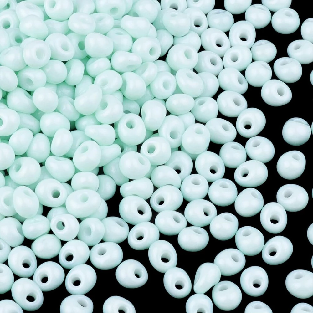 1000 stiklo karoliukų rinkinys, 4 mm, ašaros formos karoliukai apyrankėms, smulkūs karoliukai apyrankių vėrimui, karoliukai, tarpiniai karoliukai papuošalų gamybai, rankdarbiams, mėtų spalvos