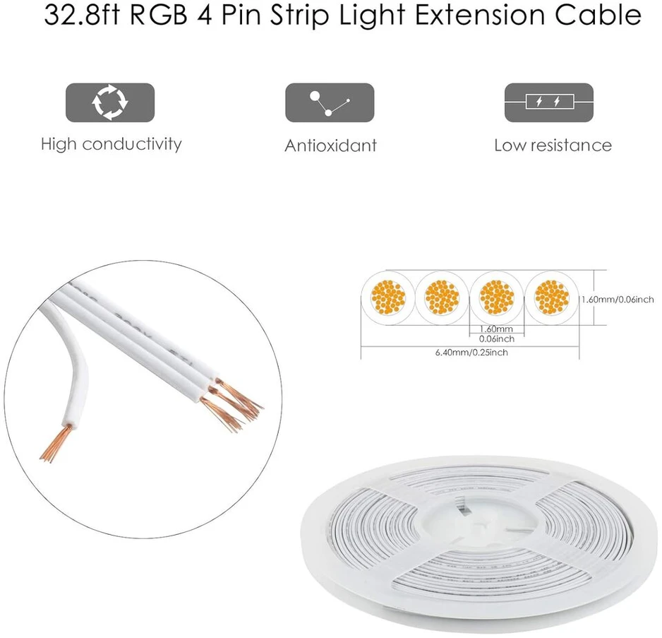 10m 4-pin Rgb Led juostelės prailginimo laidas