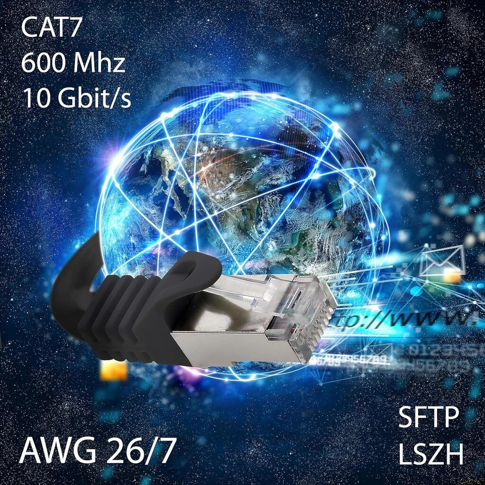 1.0m - balta - 1 vnt. Cat.7 tinklo kabelis Lan Ethernet patch kabelis S-ftp Lszh Pimf 10gb s Rj45 kištukas Cat6a