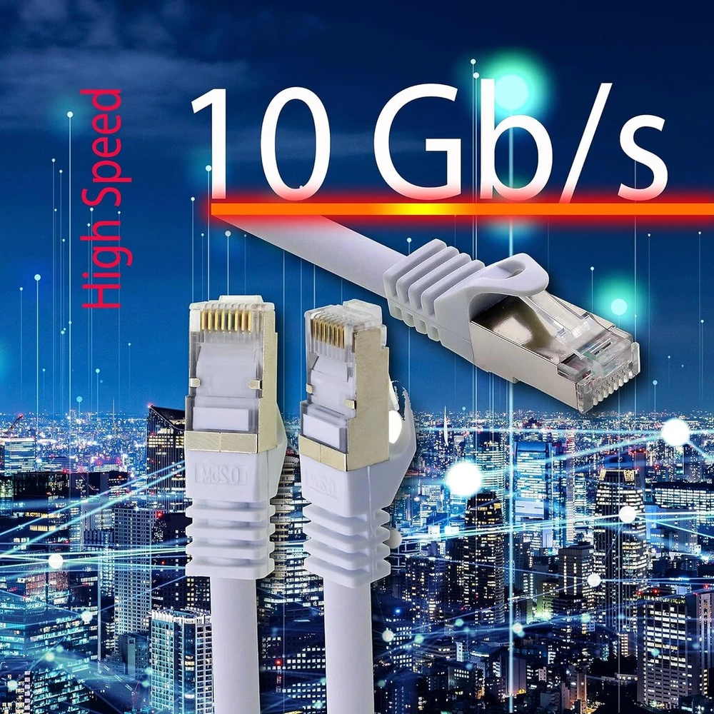 1.0m - balta - 1 vnt. Cat.7 tinklo kabelis Lan Ethernet patch kabelis S-ftp Lszh Pimf 10gb s Rj45 kištukas Cat6a