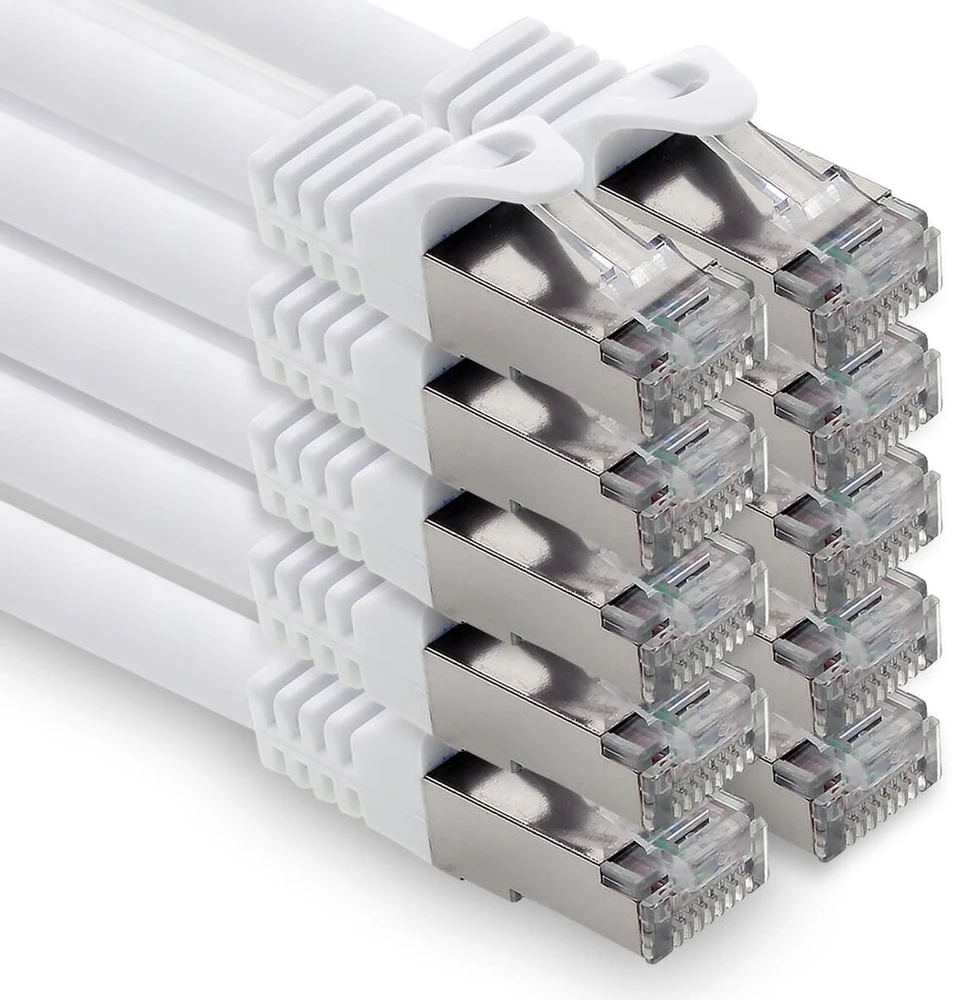1.0m - Balta - 10 vienetų Cat.7 tinklo kabelis Lan Ethernet patch kabelis S-ftp Lszh Pimf 10gb s Rj45 kištukas Cat6a