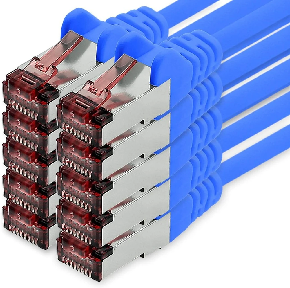 10m mėlynas - 10 x Ethernet Lan kabelis Cat6 tinklo kabelis Sftp Pimf patch kabelis 1000 Mbit/s