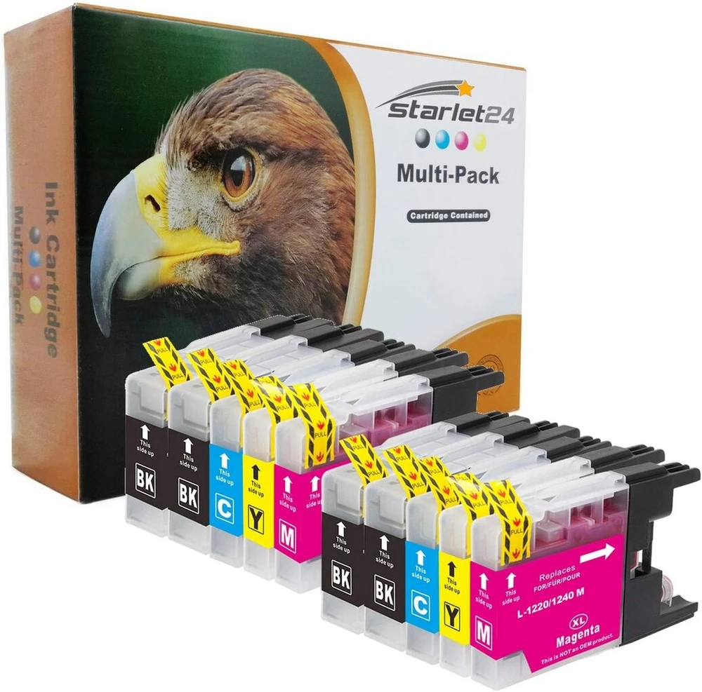 10x Rašalo Kasetės Suderinamos su Brother Lc-1220 Lc-1240