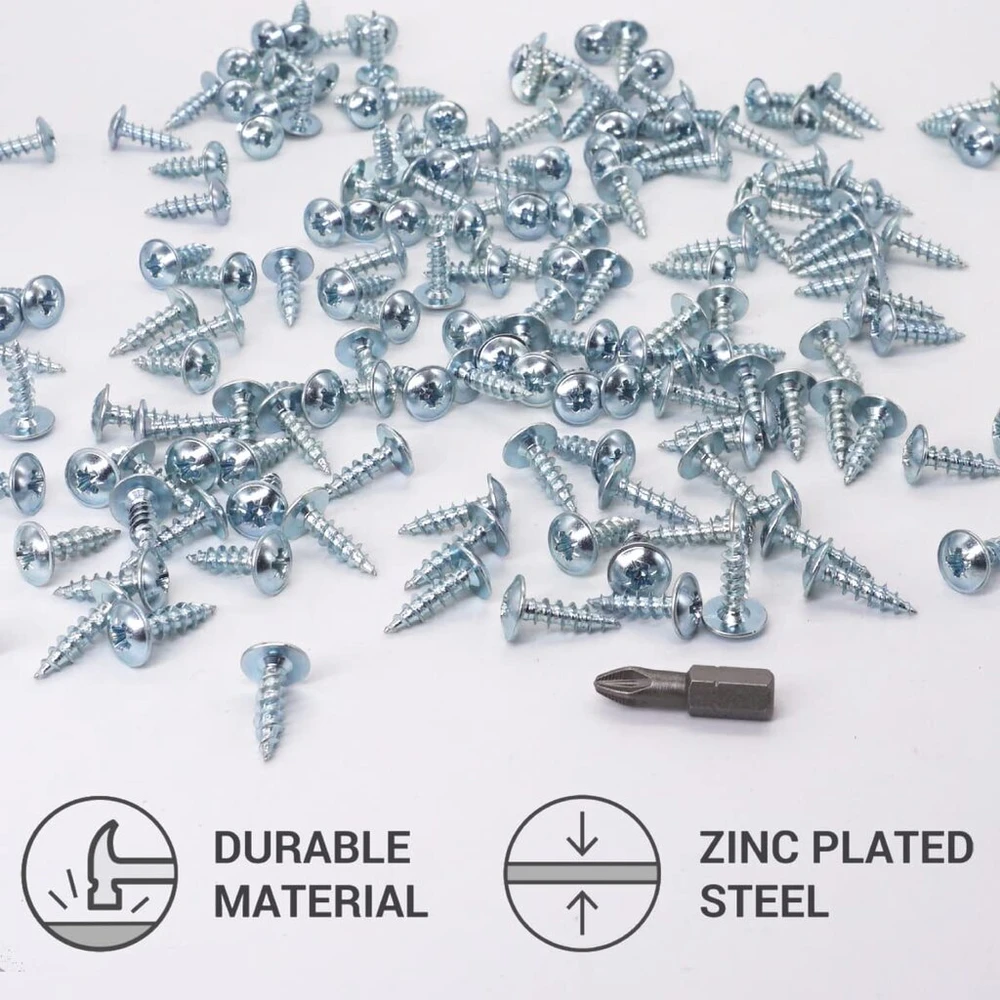 (1100 vnt. pakuotė) galvanizuoto plieno 4,5 x 16 mm medvaržčiai metaliniai varžtai modifikuota santvaros galvutė savaime įsisriegiantys (1100, 4,5 x 16 mm)