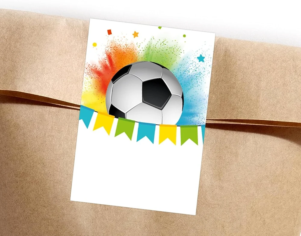 12 dovanų maišelių (natūralių) + 12 lipdukų futbolo dovanų maišeliai vakarėlių maišeliams, dovanų pakavimas vaikų gimtadieniams, berniukų gimtadieniams