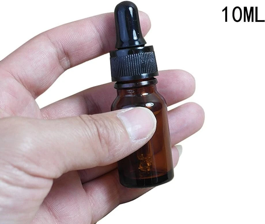 12 x 10ml Gintarinio Stiklo Buteliukai su Lašintuvu