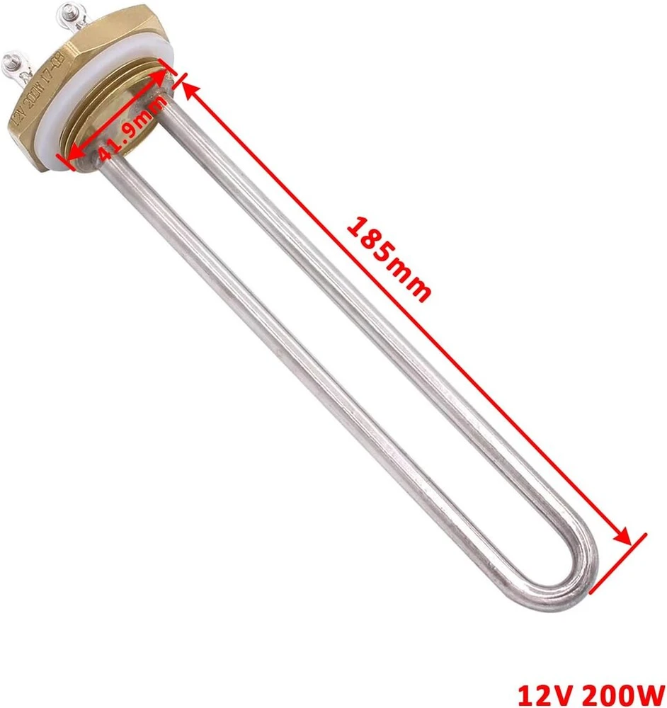 12v 200w nerūdijančio plieno šildytuvas 1.25" (dn32) skersmuo 41.91mm Bsp kasetinis šildytuvas žalvario flanšas su silikoniniu žiedu