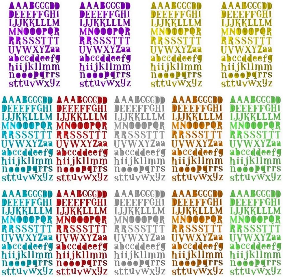 14 vienetų raidžių lipdukai, Lyflux spalvingi dovanų raidžių lipdukai, lipnios raidės "pasidaryk pats" iškarpų albumams, gimtadienio atvirukams, rankdarbių užrašams