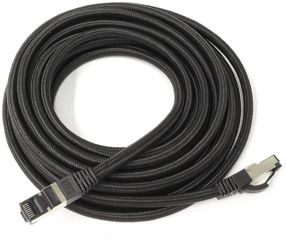1,5 m - juodos spalvos medvilninis cat 6a patch kabelis juodas - 10 vnt. tinklo kabelio audinio medvilninis apvalkalas cat 6 a kabelis rj 45 lan ethernet patch kabelis 500 mhz 10 gb s - 10 x 1,5 m