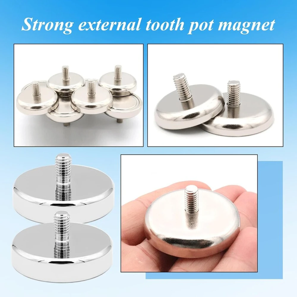 15 neodimio magnetų, 20 mm skersmens, su m4 sriegiu, 14 kg sukibimo jėga, magnetinės sistemos, apvalūs neodimio magnetai su sriegiu, ypač stiprūs magnetai varžtams, kilpelėms ar kabliams