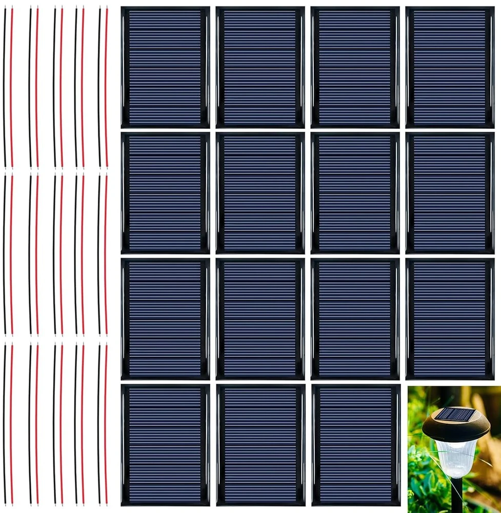 15 vnt. mini saulės elementų rinkinys, 3v 0.3w, 65x48mm