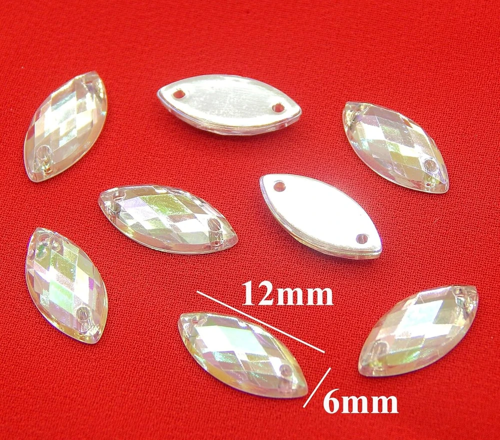 150 vnt. Ovalūs kalnų krištolo akmenukai siuvimui, 12x6 mm