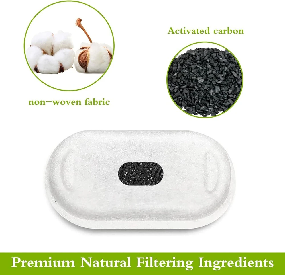 16 + 16 vnt. filtro kačių fontanui, geriamojo fontano kačių pakaitinis filtras, skirtas 108 oz/3,2 l ir 67 oz/2 l nerūdijančio plieno geriamajam fontanui katėms ir šunims, su anglies filtru ir putų filtru