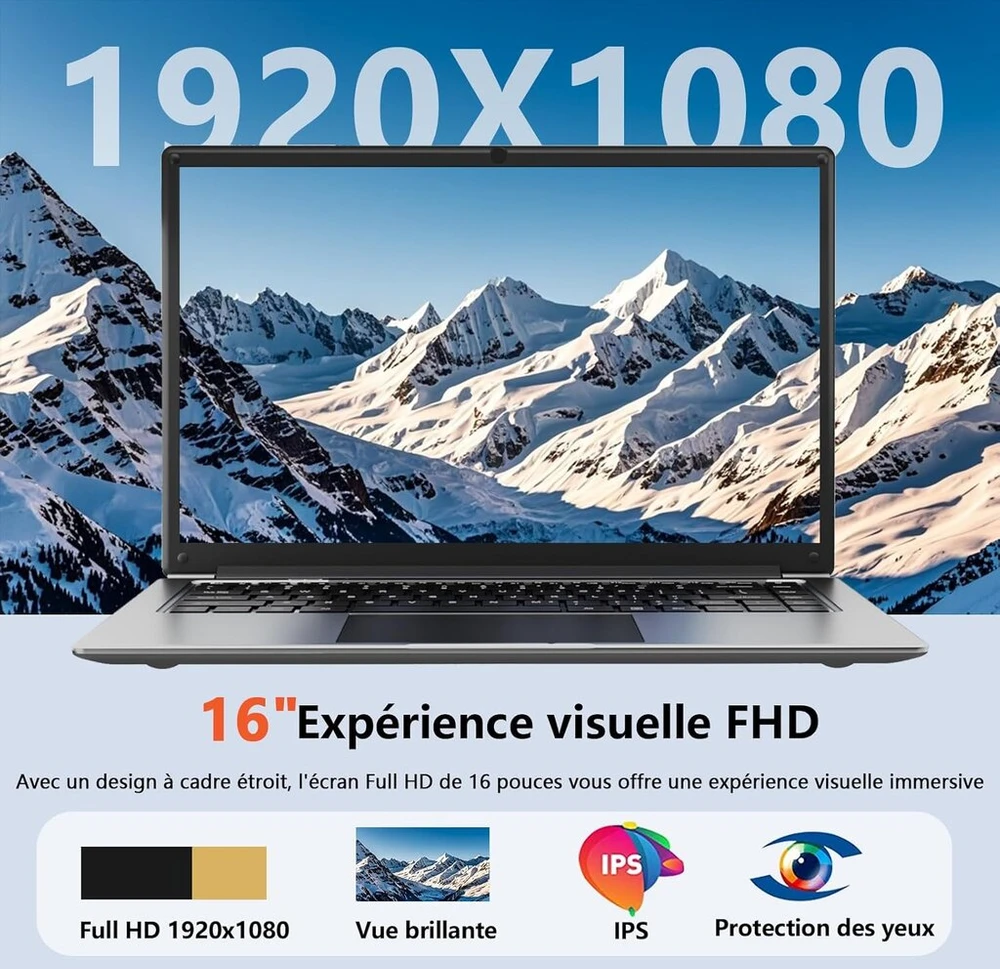16 colių nešiojamas kompiuteris, nešiojamas kompiuteris su 8 gb ddr ir 256 gb ssd, išplečiamas iki 1 tb. Pentium keturių branduolių procesorius iki 2,64 ghz. 9000 mah baterija. mini hdmi sąsaja. dviejų juostų wifi. internetinė kamera. ploni nešiojami komp