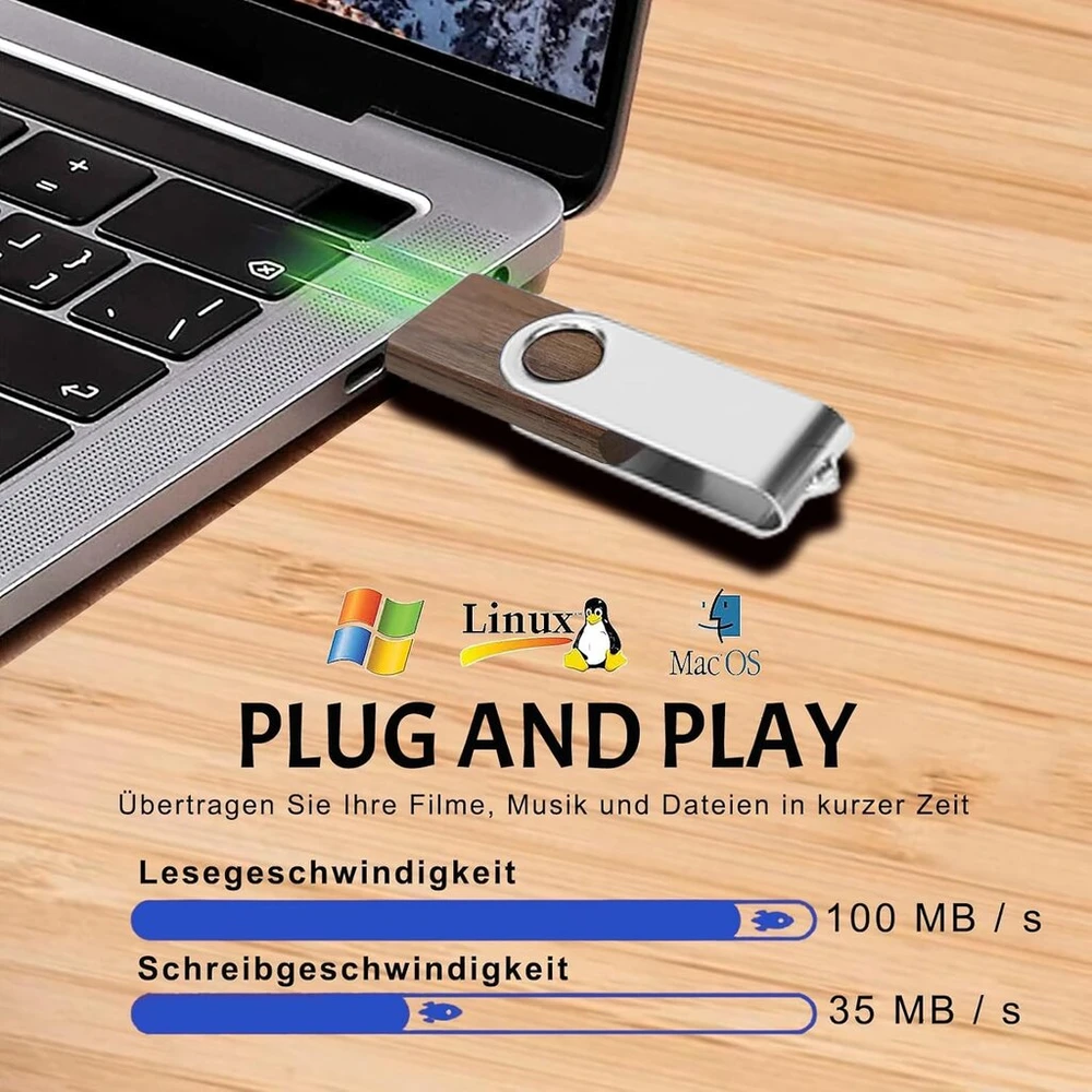 16 Gb Usb atmintinė medinė, 5 vnt. pakuotė Tatmohik medinė Usb atmintinė 16 Gb, 5 vnt. pakuotė Usb atmintinė Usb 3.0 metalinis sukamasis spaustukas medinė Usb atmintinė didelio greičio atmintinė (riešutmedžio)