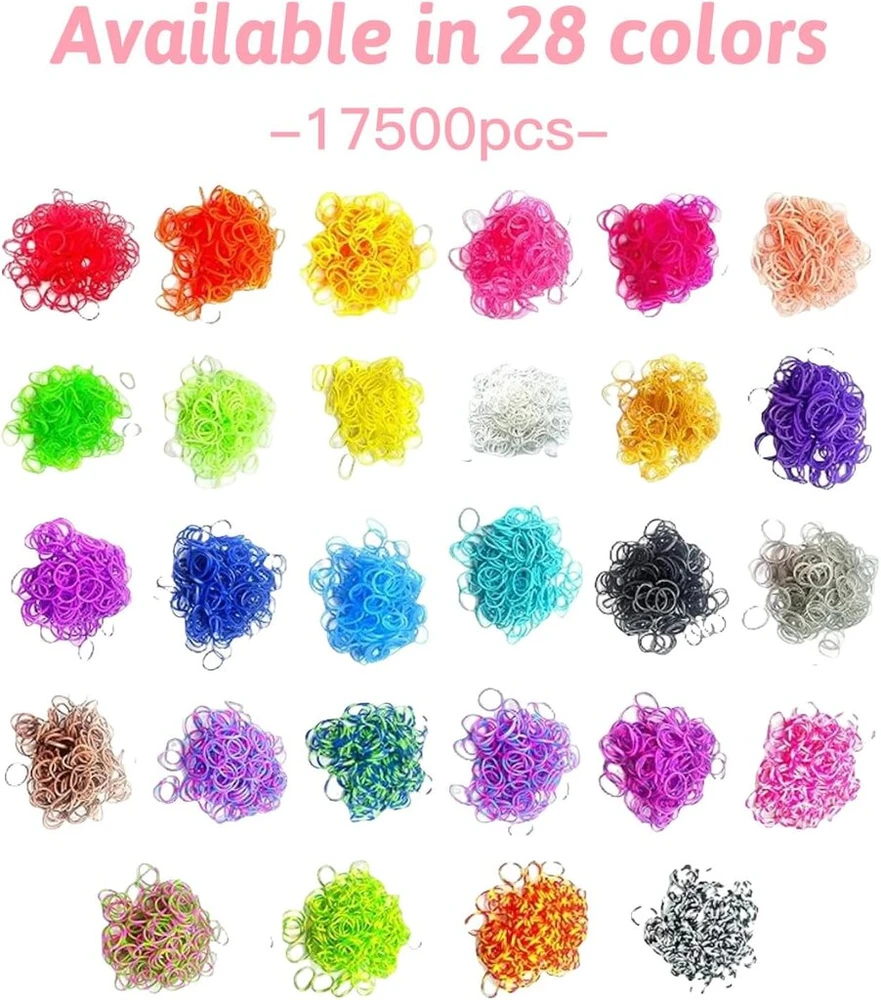 17500+ Gumelių Rinkinys Su Aksesuarų Dėže - 28 Spalvos Papuošalams