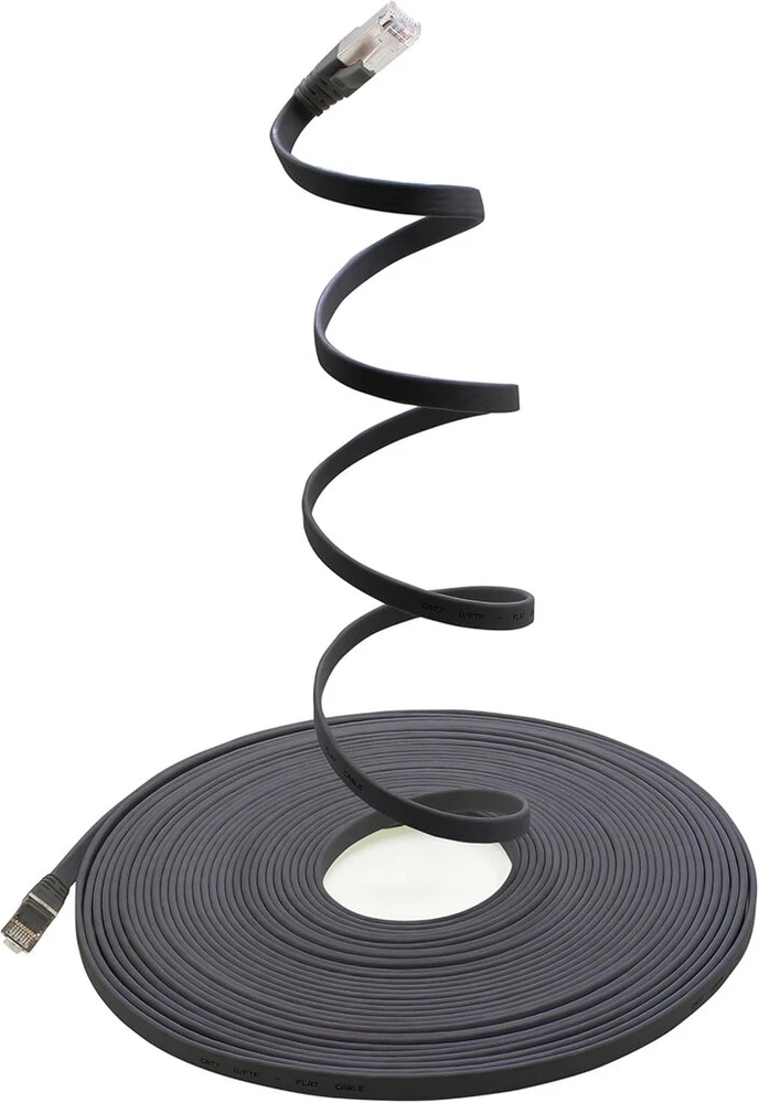 1attack.de 0.5 m - juodas - 1 vnt Cat.7 Gigabit Ethernet Lan plokščias kabelis (rj45) tinklo kabelis (10 Gbit/s) montavimo kabelis plonas suderinamas su Cat.5 - Cat.5e - Cat.6