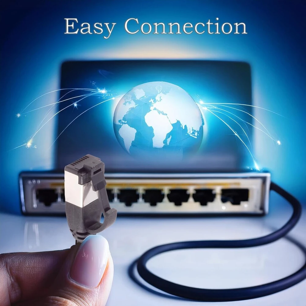 1attack.de 1 m Cat 8.1 Lan tinklo kabelis (5 vnt. pakuotė) Cat 8 Ethernet kabelis su Rj45 jungtimi, plonas ir siauras, 40 Gbps perdavimo sparta, juodas, 1.0 m