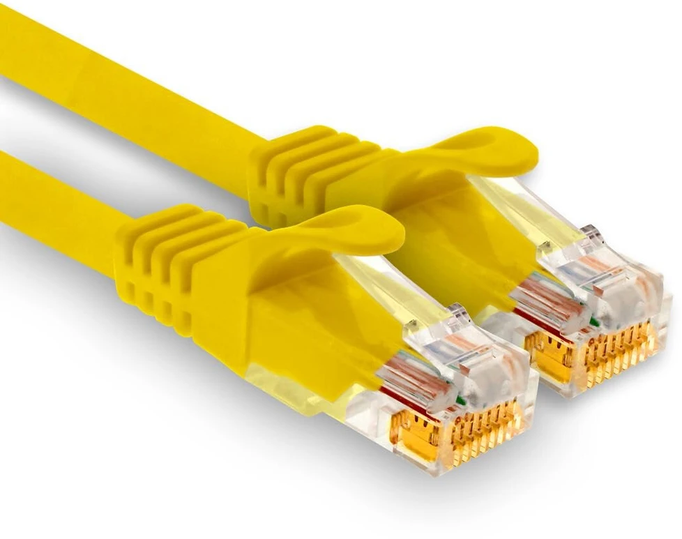 Šakotuvas 1attack.de - 1 X 15m Cat7 Ethernet kabelis 10 Gb/s Lan tinklo jungiklis geltonas