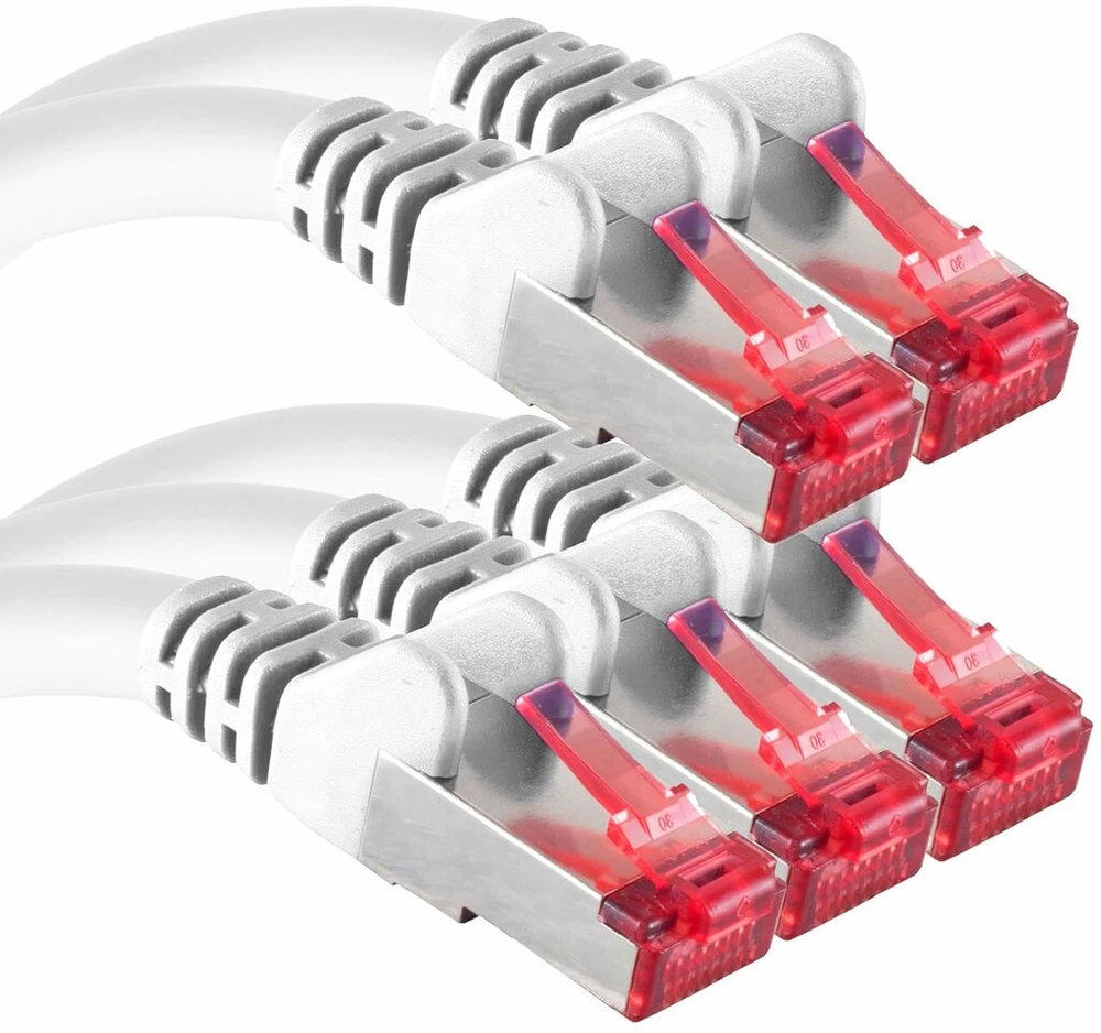 1attack.de 1m - 5 vnt. - Cat6 Ethernet Lan kabelis Rj45 - baltas - didelės spartos tinklo kabelis transliacijai, žaidimams, televizoriui ir kompiuteriui - stabilus ir patvarus - puikiai tinka namų tinklui ir biurui