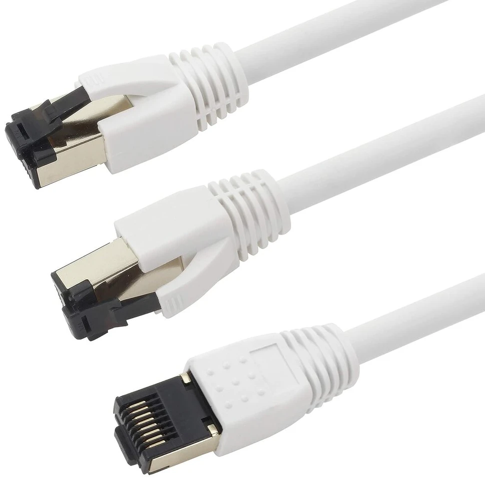 1attack.de 5 m cat 8 tinklo kabelis Cat8 kabelis baltas - 1 vnt. cat.8 lan 2000 Mhz 40 Gbit/s 40gbase-t poe+ patch kabelis ethernet kabelis Lszh - 1 x 5 m baltas