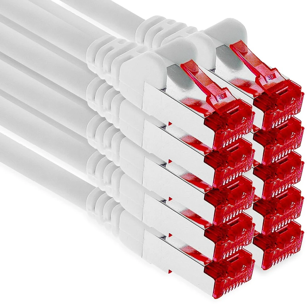 1Attackde Cat6 Ethernet tinklo kabelis, 1m, baltas, 10 vnt.