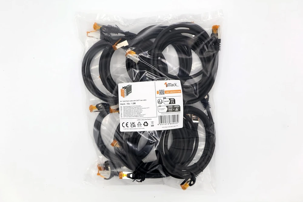 1attack.de Cat.7 tinklo kabelis Cat7 ethernet kabelis patch kabelis tinklo Lan kabelis Cat.7 neapdorotas kabelis 10 Gb/s (sftp Pimf Lszh) rinkinys su Rj45 jungtimi Cat.6a