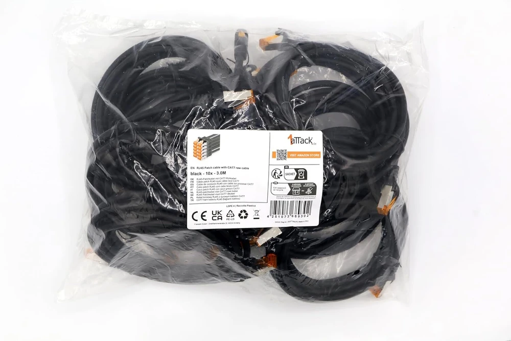 1attack.de Cat.7 tinklo kabelis Cat7 ethernet kabelis patch kabelis tinklo Lan kabelis Cat.7 neapdorotas kabelis 10 Gb/s (sftp Pimf Lszh) rinkinys su Rj45 jungtimi Cat.6a