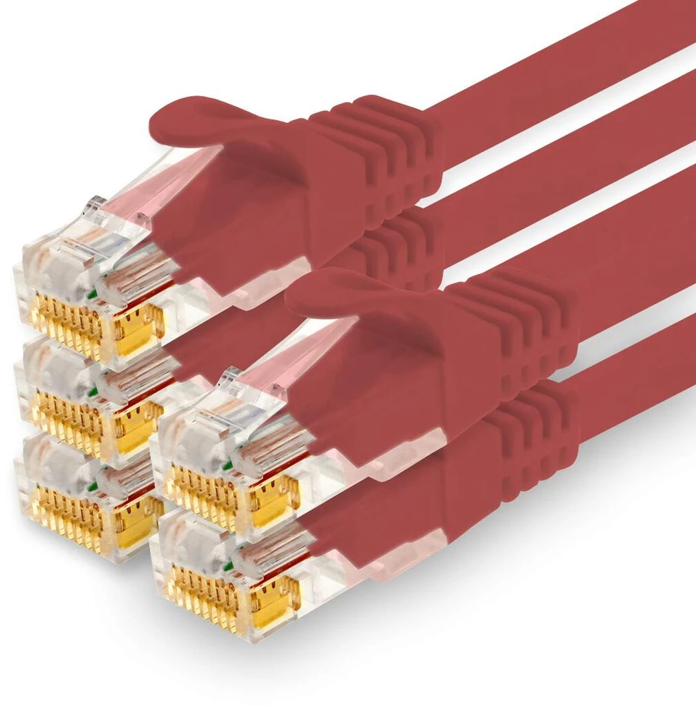 1conn - 0,5 m tinklo kabelis, ethernet, lan ir patch kabelis maksimaliam interneto greičiui ir jungia visus įrenginius su rj 45 lizdu, raudonas - 5 vnt. pakuotė