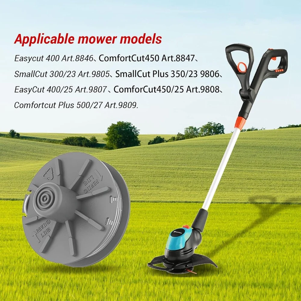 2 dalių atsarginė sriegio ritė, skirta gardena turbo trimmer 5307-20, nailoninė atsarginė dalis žoliapjovėms 9805, 9806, 9807, 9808, 9809, 9827, 8846, 8847, 8848, 9870, 9872, 9874