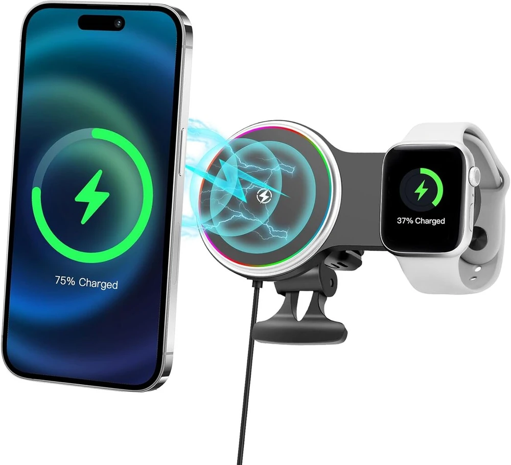2-in-1 įkroviklis, automobilinis laikiklis, belaidis mobiliojo telefono laikiklis, automobilinis magnetas, 15w greitas belaidis automobilinis įkroviklis mobiliojo telefono laikiklis, automobilinė įkrovimo stotelė, greitas įkroviklis, skirtas iphone 16/15/