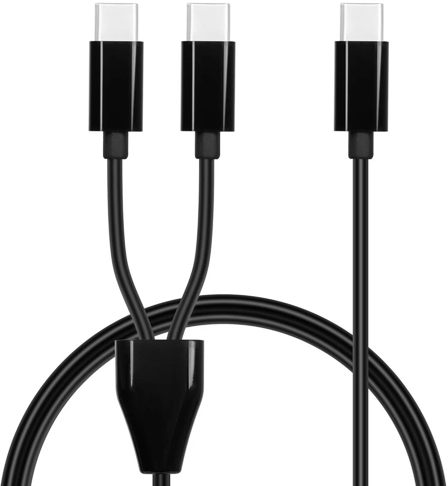 2-in-1 Usb-c įkrovimo laidas su dviem Type-c jungtimis, 1m